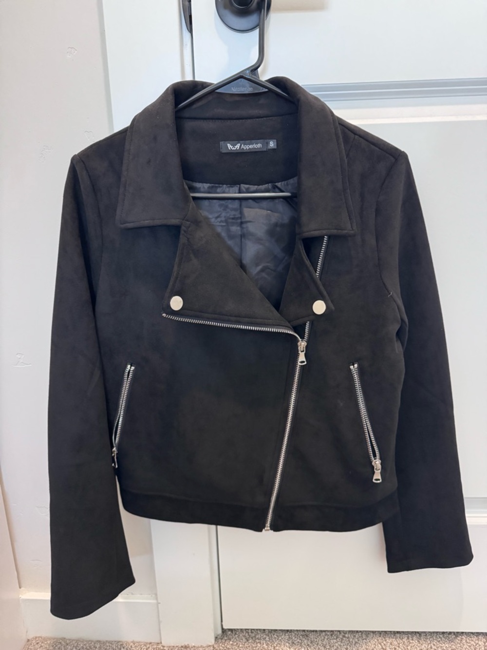 Faux Suede Black Moto Jacket